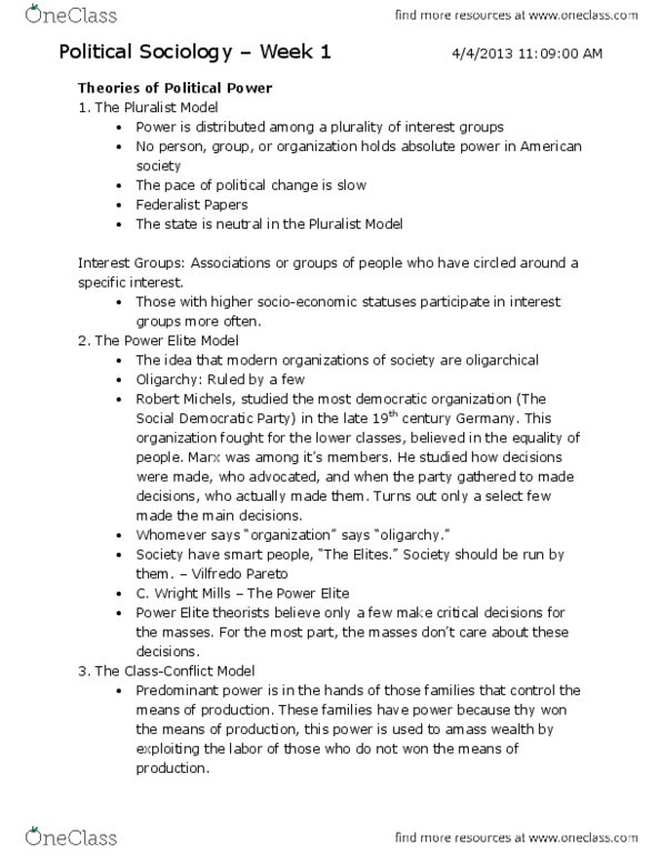 SOCIOL 144 Lecture Notes - The Power Elite, Regents Of The University Of California, Royal Dutch Shell thumbnail