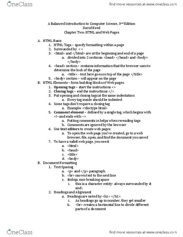 CMPT 120 Chapter Notes - Chapter 2: List Of Xml And Html Character Entity References, Gif, Hyperlink thumbnail