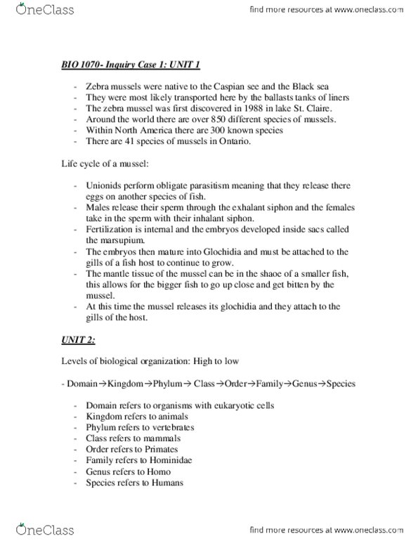 BIOL 1070 Lecture Notes - Coarse Woody Debris, Glochidium, Species Richness thumbnail