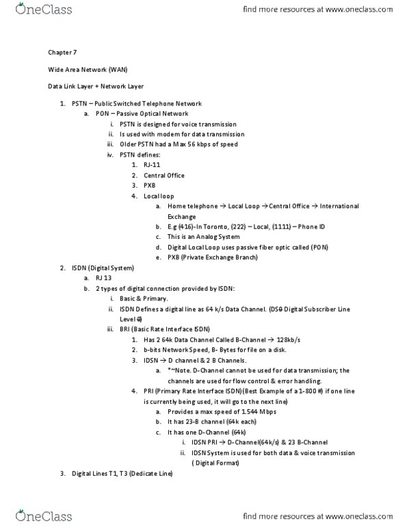 ITM 301 Lecture Notes - Passive Optical Network, Digital Subscriber Line, Cable Modem thumbnail