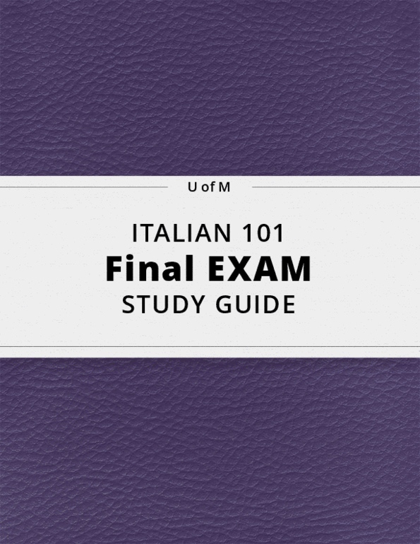 Italian 101 Final Exam Guide Comprehensive Notes For The