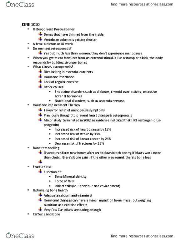 KINE 1020 Lecture Notes - Lecture 5: Caffeine, Hormone Replacement Therapy, Anorexia Nervosa thumbnail