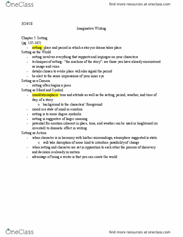 ENGL 2744 Chapter 5 pg. 135-165: Imaginative Writing 4th Edition pg. 135-165 thumbnail