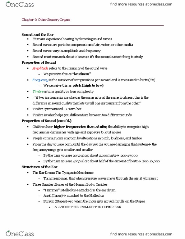 PSY-220 Lecture Notes - Lecture 5: Morphine, Tinnitus, Genetic Predisposition thumbnail