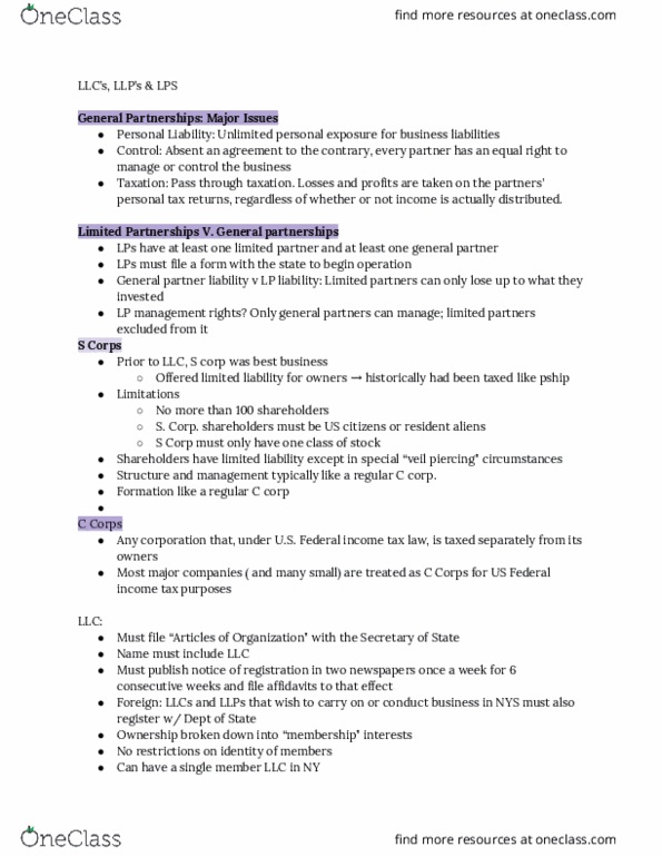 LAW 3102 Lecture Notes - Lecture 14: Piercing The Corporate Veil, Tax Advisor, Professional Negligence In English Law thumbnail