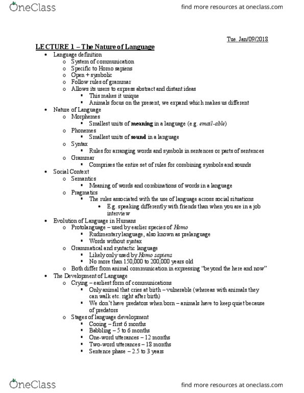 PSYO 1012 Lecture Notes - Lecture 1: Internal Consistency, Birth Order, Pragmatics thumbnail