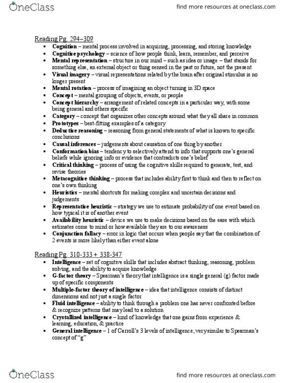 PSYO 1012 Chapter Notes - Chapter 8-10: Emerging Adulthood And Early Adulthood, Representativeness Heuristic, Egocentrism thumbnail