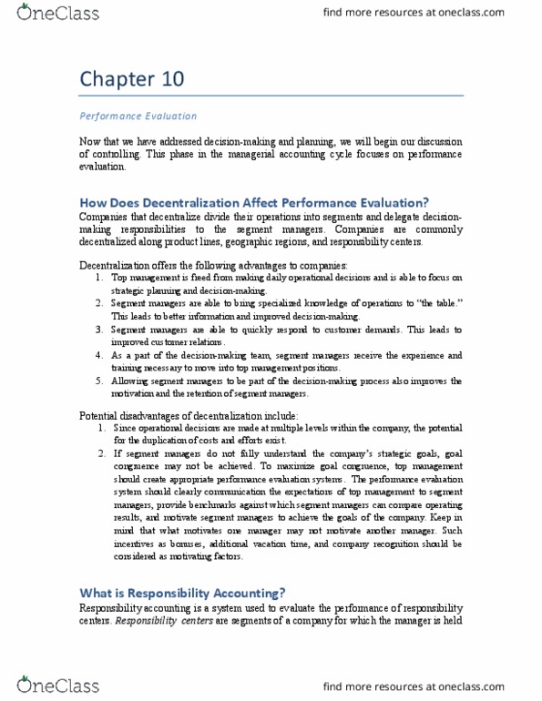 ACCT 2102 Chapter Notes - Chapter 10: Fixed Cost, Income Statement, Management Accounting thumbnail