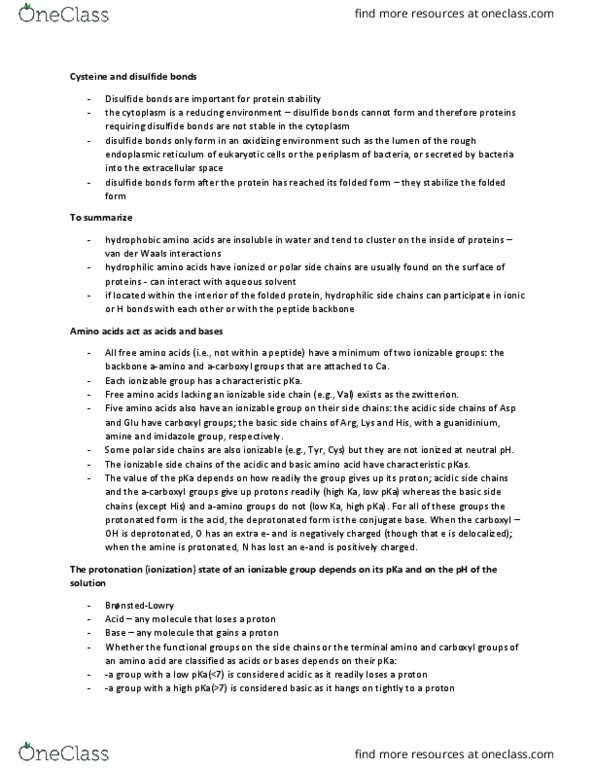 MBB 222 Lecture Notes - Lecture 8: Ramachandran Plot, Conjugate Acid, Periplasm thumbnail