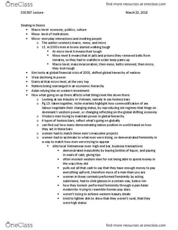 SOC387H5 Lecture Notes - Lecture 11: Discrimination Based On Skin Color, Sunless Tanning, Semi-Structured Interview thumbnail