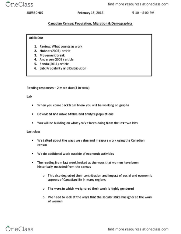 JQR360H1 Lecture Notes - Lecture 6: Normal Distribution, Visible Minority, Standard Deviation thumbnail