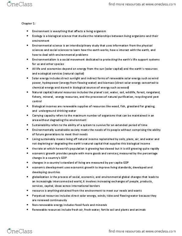 ES101 Chapter Notes - Chapter 1: Natural Capital, Rangeland, Environmental Science thumbnail