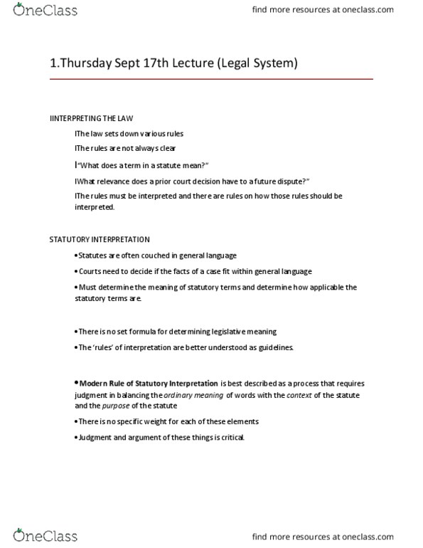 Law 2101 Lecture Notes - Lecture 2: Specific Weight, Precedent, Table Dance thumbnail