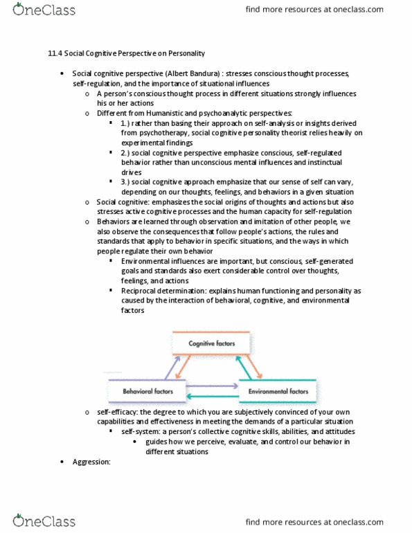 PSYC 201 Chapter Notes - Chapter 11.4: Albert Bandura, Observational Learning, Cognitive Psychology thumbnail