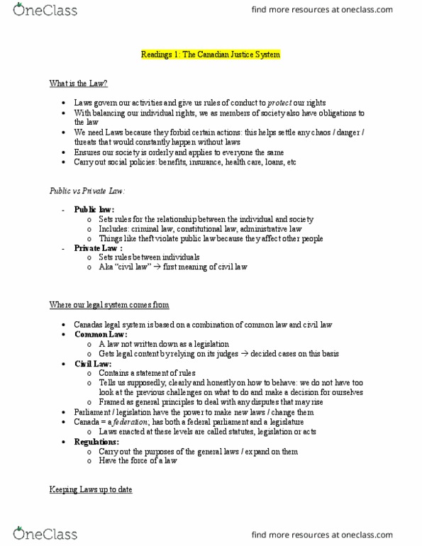 PHILOS 2Q03 Chapter Notes - Chapter Canadian Justice System: Public Law thumbnail