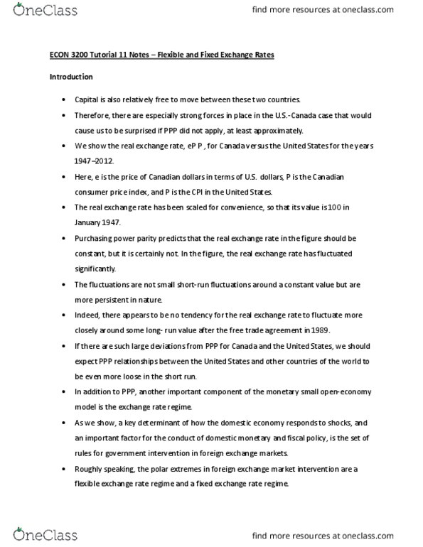 ECON 3200 Chapter Notes - Chapter 11: Exchange Rate, Foreign Exchange Market, Purchasing Power Parity thumbnail