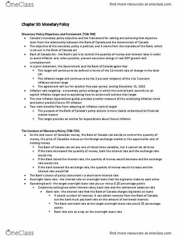 Economics 1022A/B Chapter Notes - Chapter 30: Foreign Exchange Market, Overnight Rate, Bank Reserves thumbnail