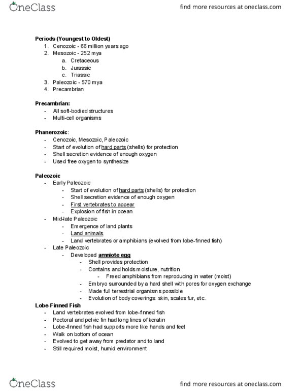 INTEGBI N33 Lecture Notes - Lecture 9: Fish Fin, Paleozoic, Cenozoic thumbnail