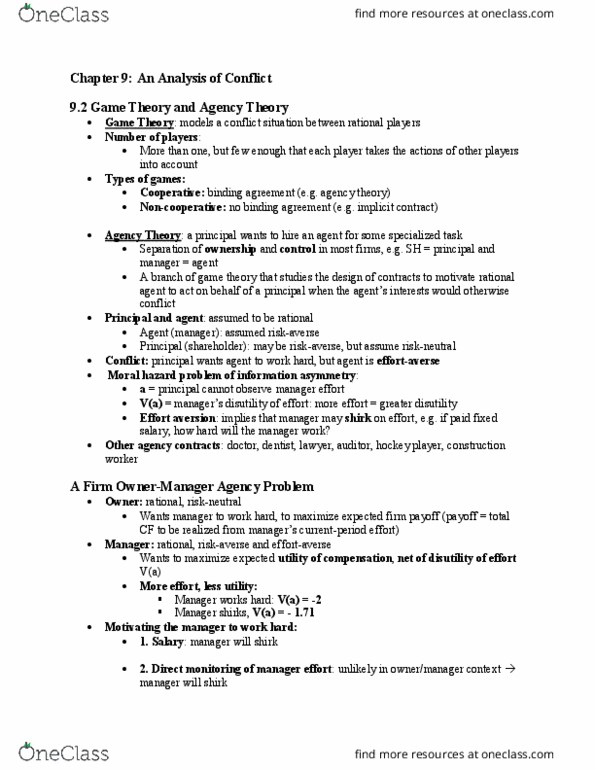 ACCT 455 Lecture Notes - Lecture 9: Risk Neutral, Agency Cost, Moral Hazard thumbnail