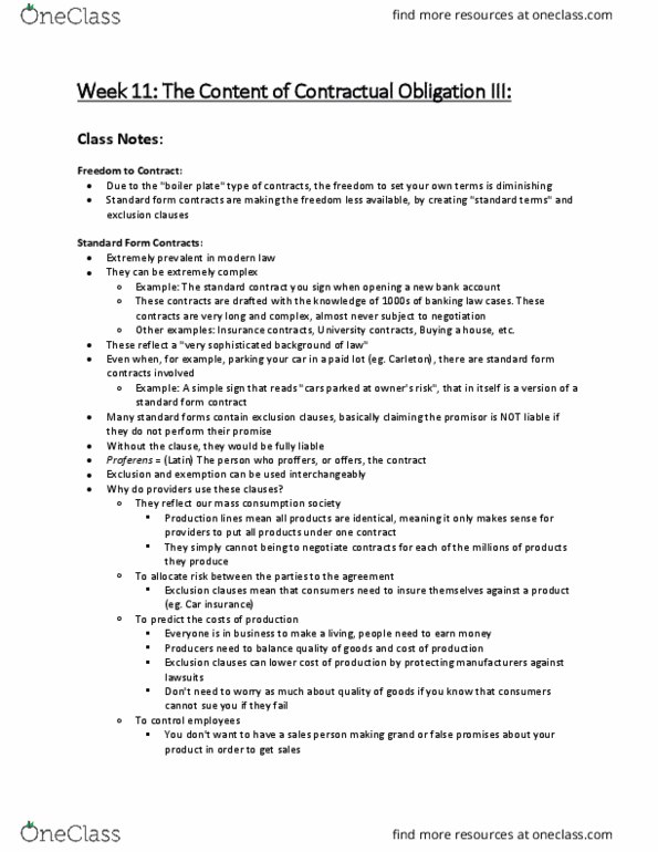 LAWS 3003 Lecture Notes - Lecture 11: Standard Form Contract, Vehicle Insurance, Vending Machine thumbnail