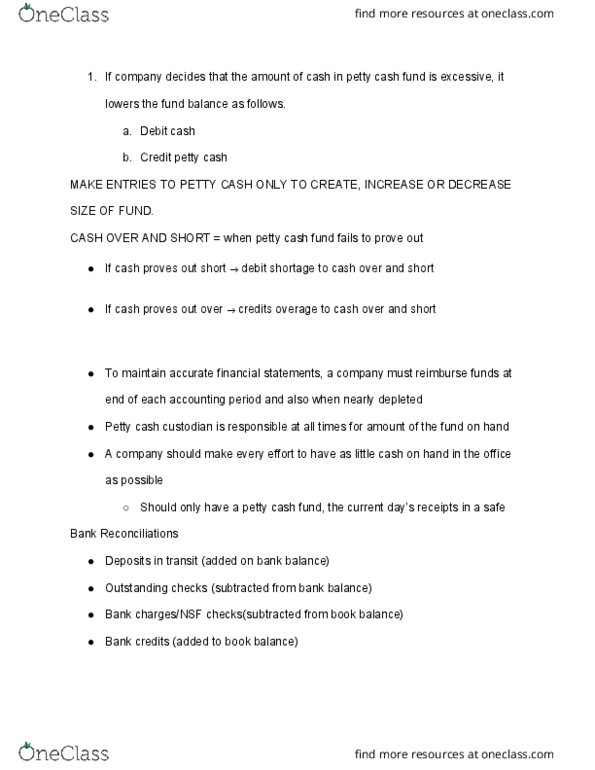 ACC 311 Lecture Notes - Lecture 10: Petty Cash, Financial Statement thumbnail