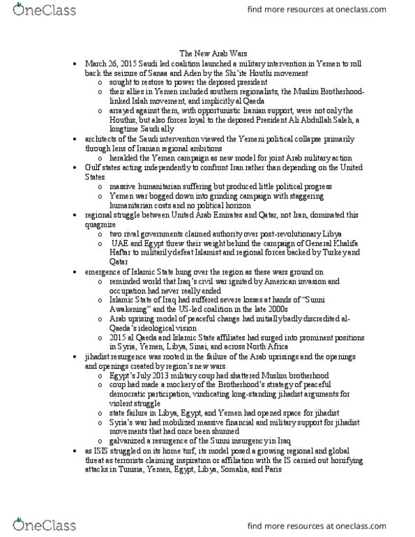 INTL ST 165 Chapter Notes - Chapter 1: Ali Abdullah Saleh, Khalifa Haftar, Al-Qaeda thumbnail