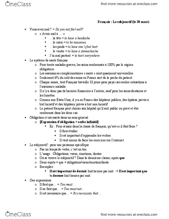 FREN 203 Lecture Notes - Lecture 19: Infinitive, Headache, Soyons thumbnail