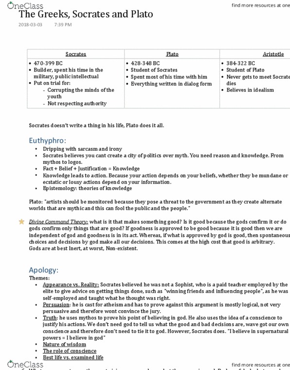 PHIL 1113 Lecture 2: The Greeks, Socrates and Plato thumbnail