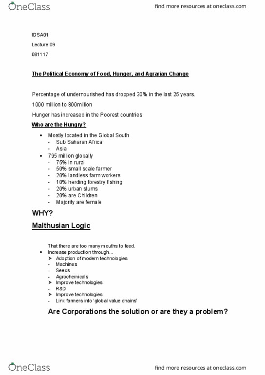 IDSA01H3 Lecture Notes - Lecture 9: Via Campesina, Fallacy, Splenda thumbnail