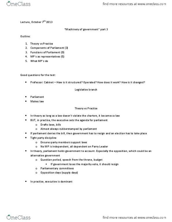 POL214Y1 Lecture Notes - Lecture 5: Royal Assent, Money Bill, Direct Democracy thumbnail