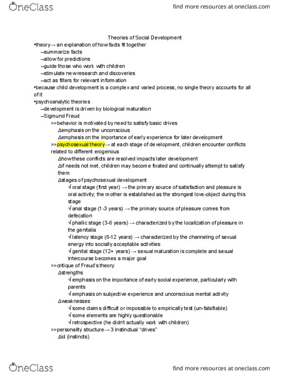 PSYC 355 Lecture Notes - Lecture 16: Sigmund Freud, Phallic Stage, Latency Stage thumbnail