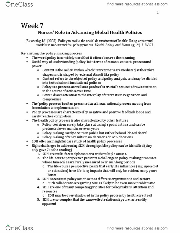 Nursing 3310A/B Chapter Notes - Chapter 7: International Monetary Fund, Multilateralism, Data Analysis thumbnail