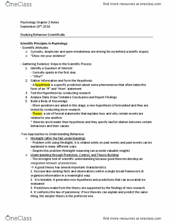 Psychology 1000 Chapter Notes - Chapter 2: The Strongest, Internal Validity, Operational Definition thumbnail