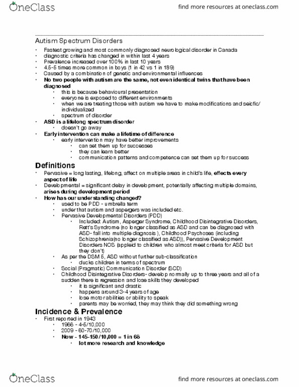 Rehabilitation Sciences 3760A/B Lecture Notes - Lecture 11: Autism Spectrum, Temporal Lobe, Developmental Disorder thumbnail