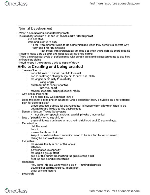 Rehabilitation Sciences 3760A/B Lecture Notes - Lecture 2: Functional Skills Qualification, Biopsychosocial Model, Prenatal Development thumbnail