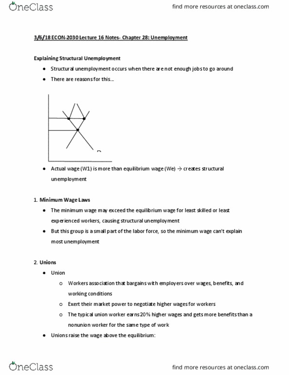 ECON 2030 Lecture Notes - Lecture 16: Structural Unemployment, Market Power, Efficiency Wage thumbnail