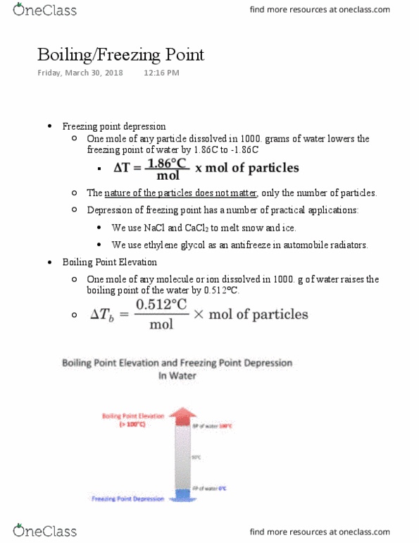 CHEM 1210 Lecture Notes - Lecture 6: Freezing-Point Depression, Ethylene Glycol, Boiling Point thumbnail