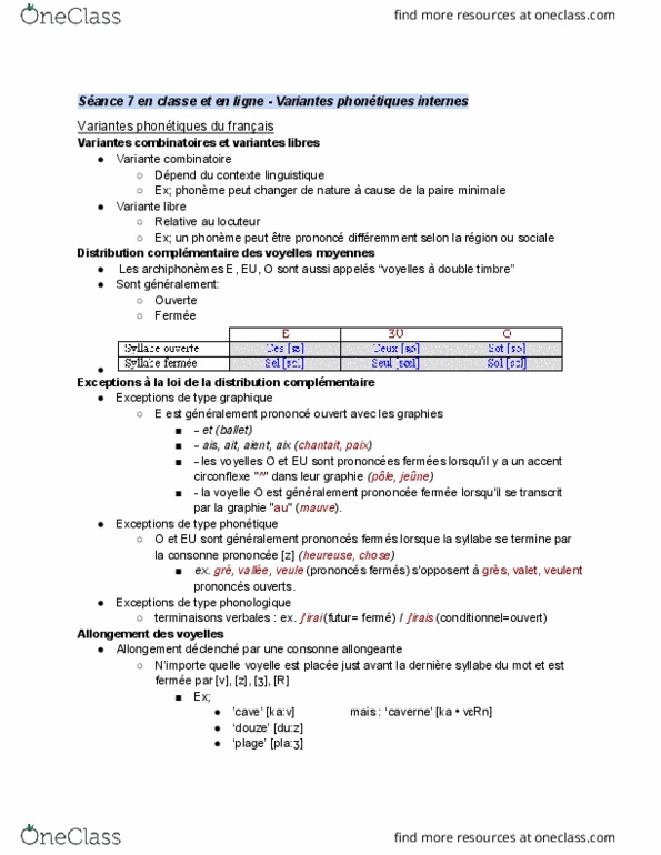 FRAN 2600 Lecture Notes - Lecture 7: Vowel, Ibm Aix, Regions Of France thumbnail