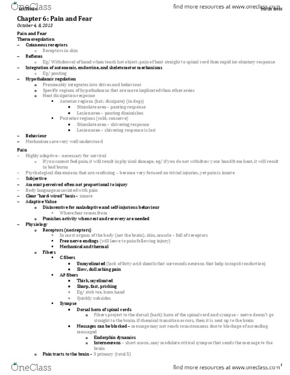 PSYCH 3M03 Chapter Notes - Chapter 6: Anterior Pituitary, Cutaneous Receptor, Adrenal Medulla thumbnail