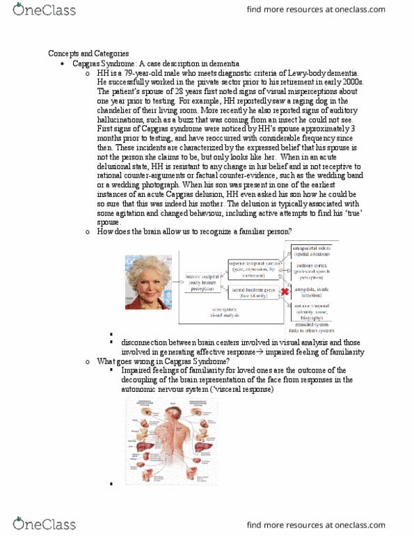 PSYC 2650 Lecture Notes - Lecture 17: Capgras Delusion, Autonomic Nervous System, Dementia thumbnail