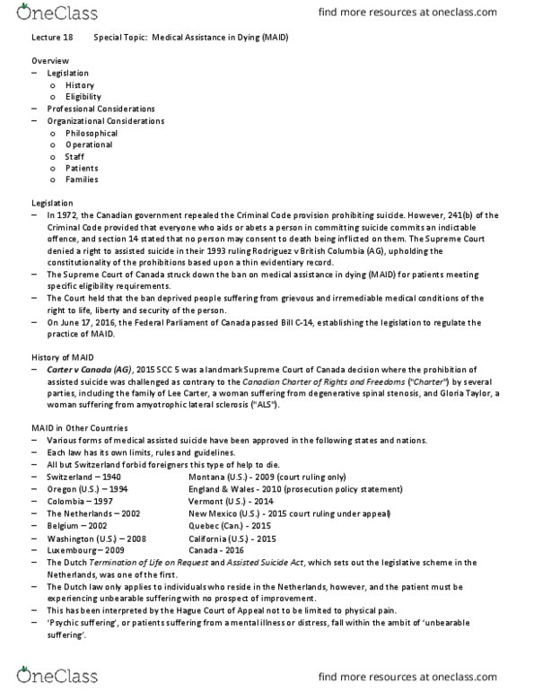 HSS 2321 Lecture Notes - Lecture 35: Amyotrophic Lateral Sclerosis, Spinal Stenosis, Indictable Offence thumbnail