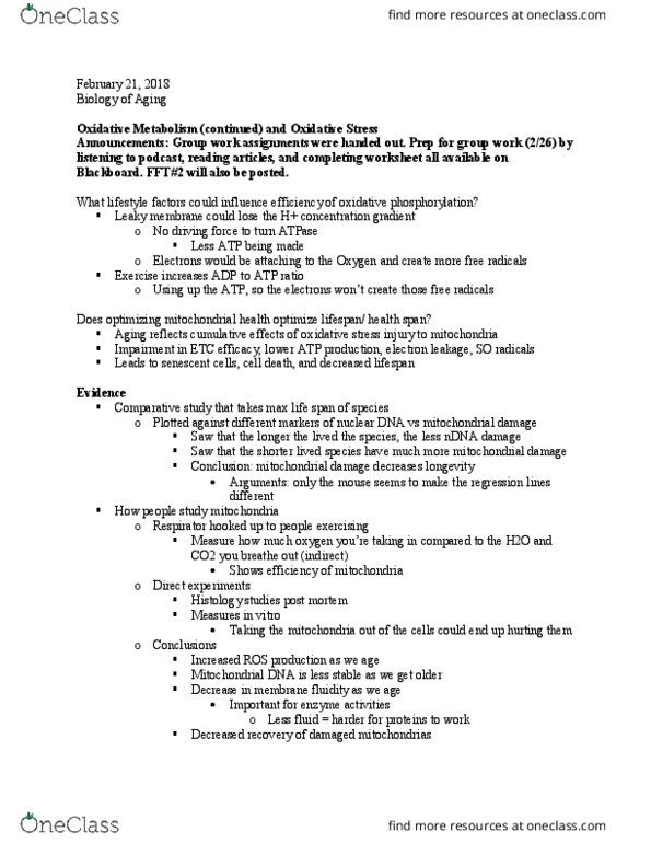 BIO 416 Lecture Notes - Lecture 11: Autopsy, Oxidative Phosphorylation, Oxidative Stress thumbnail