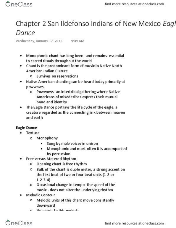 MUL 2010 Lecture Notes - Lecture 2: Duple And Quadruple Metre, Monophony thumbnail