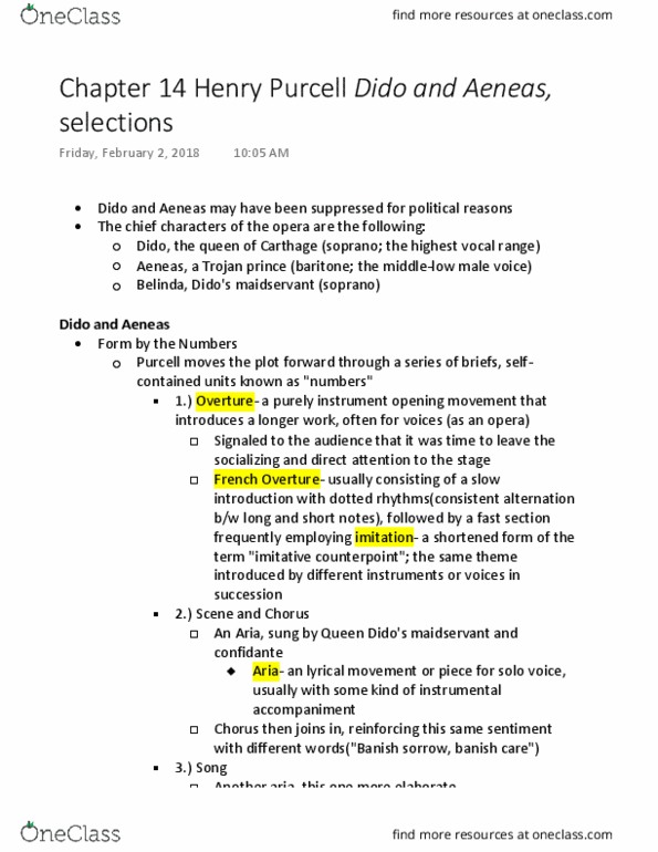 MUL 2010 Lecture Notes - Lecture 14: Ostinato, Aria, Counterpoint thumbnail