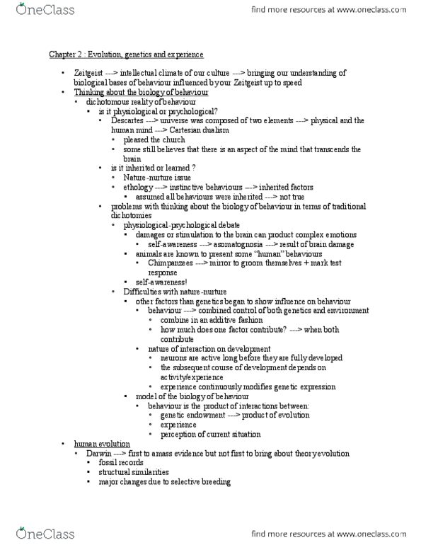 PSY290H1 Chapter Notes - Chapter 2: Courtship Display, Ethology, Heritability thumbnail