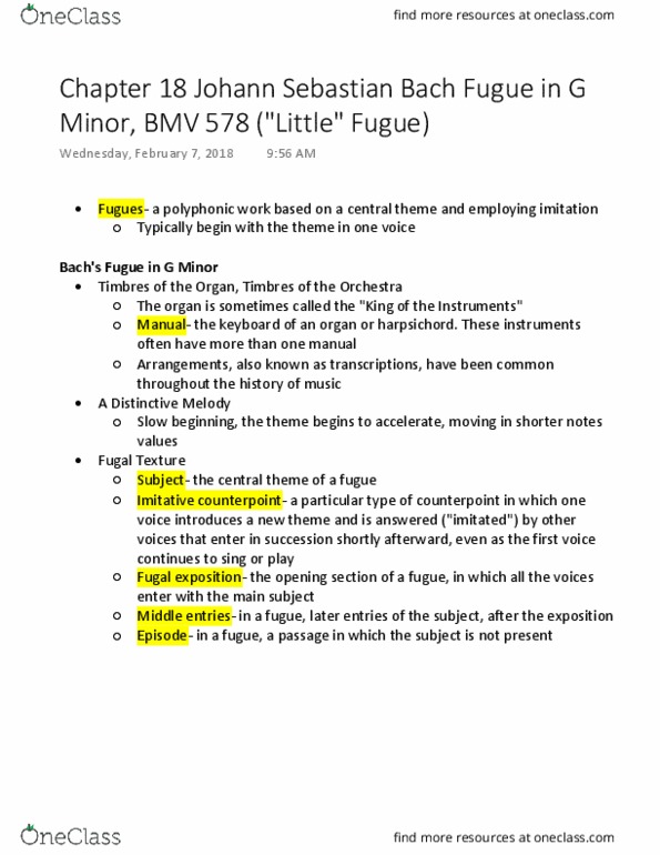 MUL 2010 Lecture Notes - Lecture 18: Counterpoint thumbnail