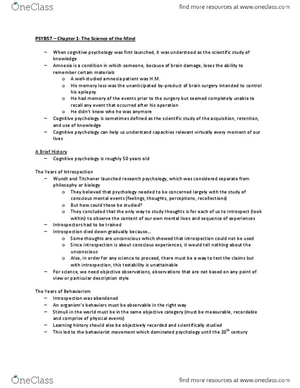 PSYB57H3 Chapter Notes - Chapter 1: Palt, Memory Span, Working Memory thumbnail