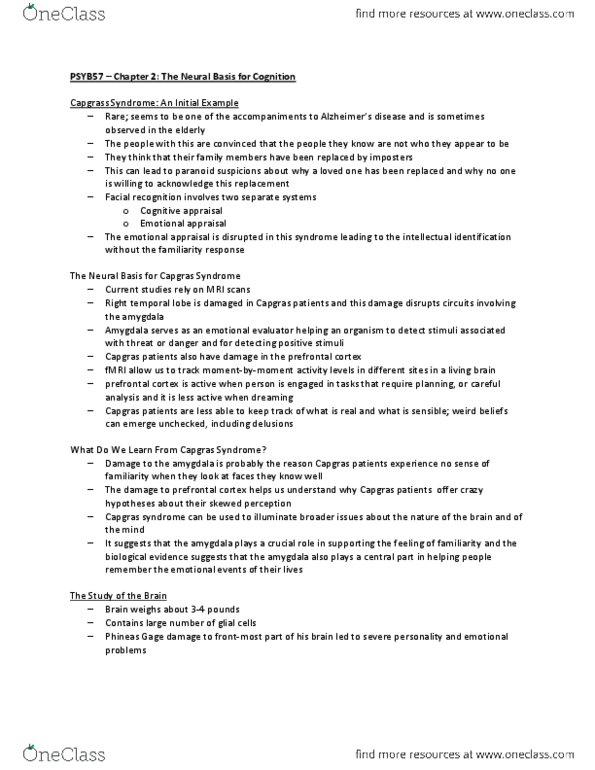 PSYB57H3 Chapter Notes - Chapter 2: Transcranial Magnetic Stimulation, Capgras Delusion, Frontal Lobe thumbnail