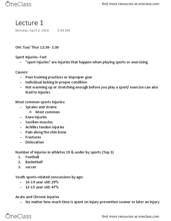 ESS 150 Lecture Notes - Lecture 1: Tibia, Sprain, Epiphysis thumbnail