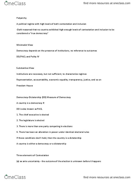 CPO 2002 Lecture Notes - Lecture 13: Polity Data Series, Polyarchy, Irreversible Process thumbnail